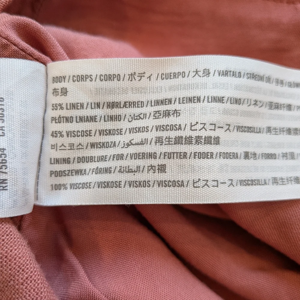 Abercrombie & Fitch Mauve Rose Tie-Front Puff Sleeve Blouse Linen Blend | Xsmall - Picture 4 of 4